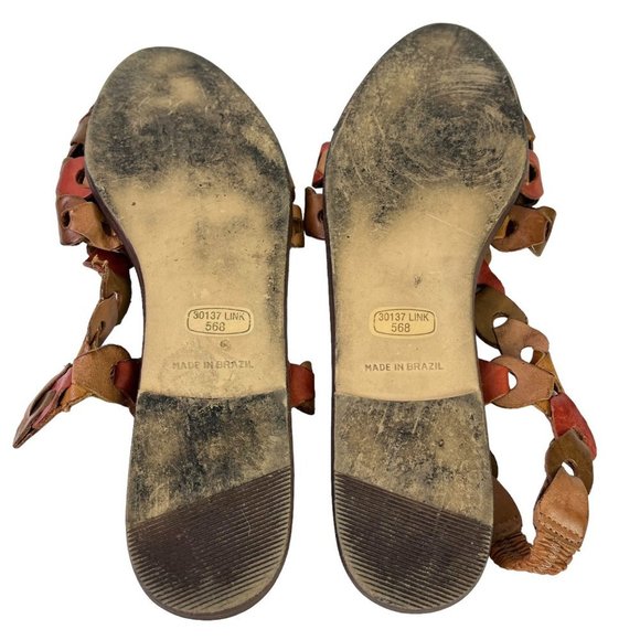 Mainframe Main Frame Women's 30137 Link Boho Peep Toe Genuine Leather Flats 9 M - Picture 15 of 16